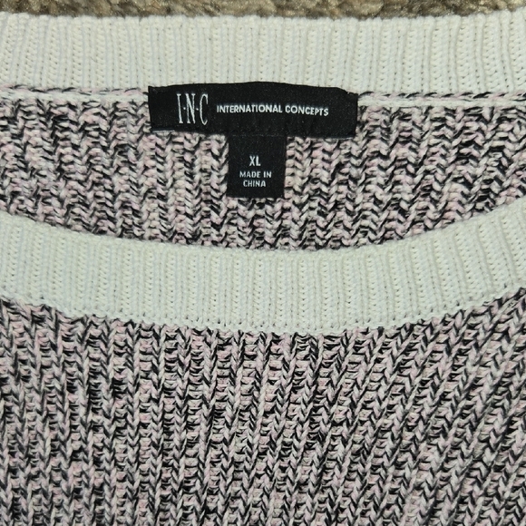 INC International Concepts Pink, Gray, White Crew Neck Sweater Size XL - Picture 2 of 6